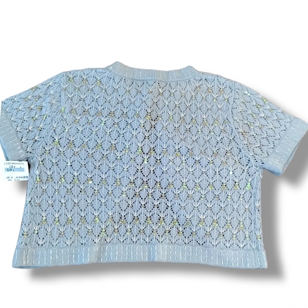 Women's Light Blue Cropped Sweater - Picture 3 of 7